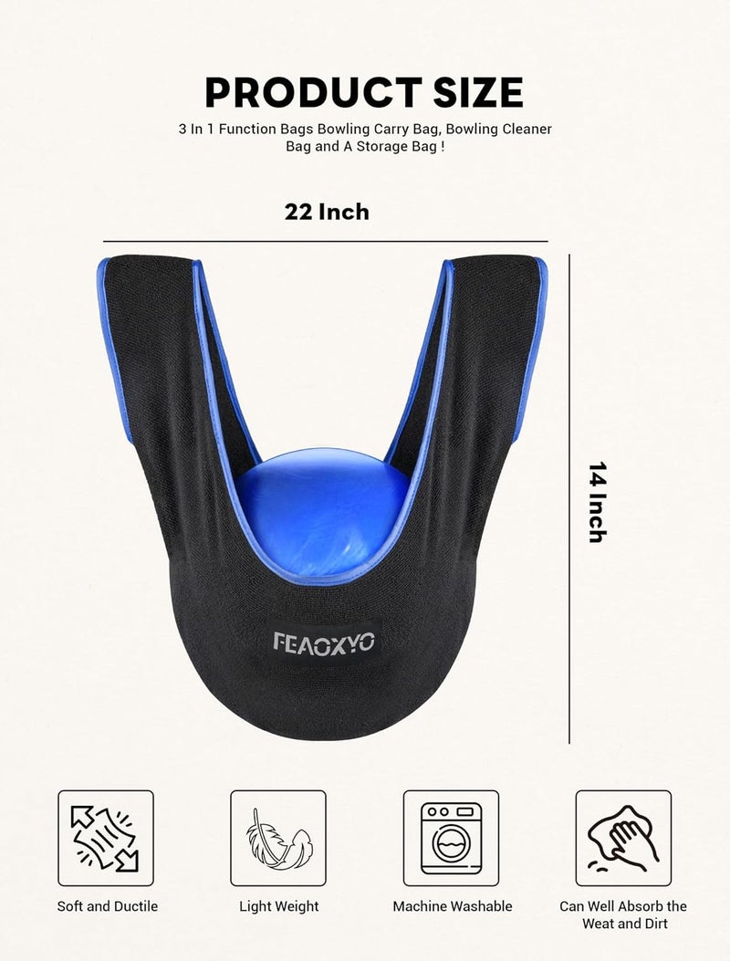 FEAOXYO Bowling Ball Polisher Bag, Thickened Microfiber Bowling Seesaw Towel for Bowlers, Large Washable Ball Cleaner Bag, Bowling Shammy Seesaw - Image 2